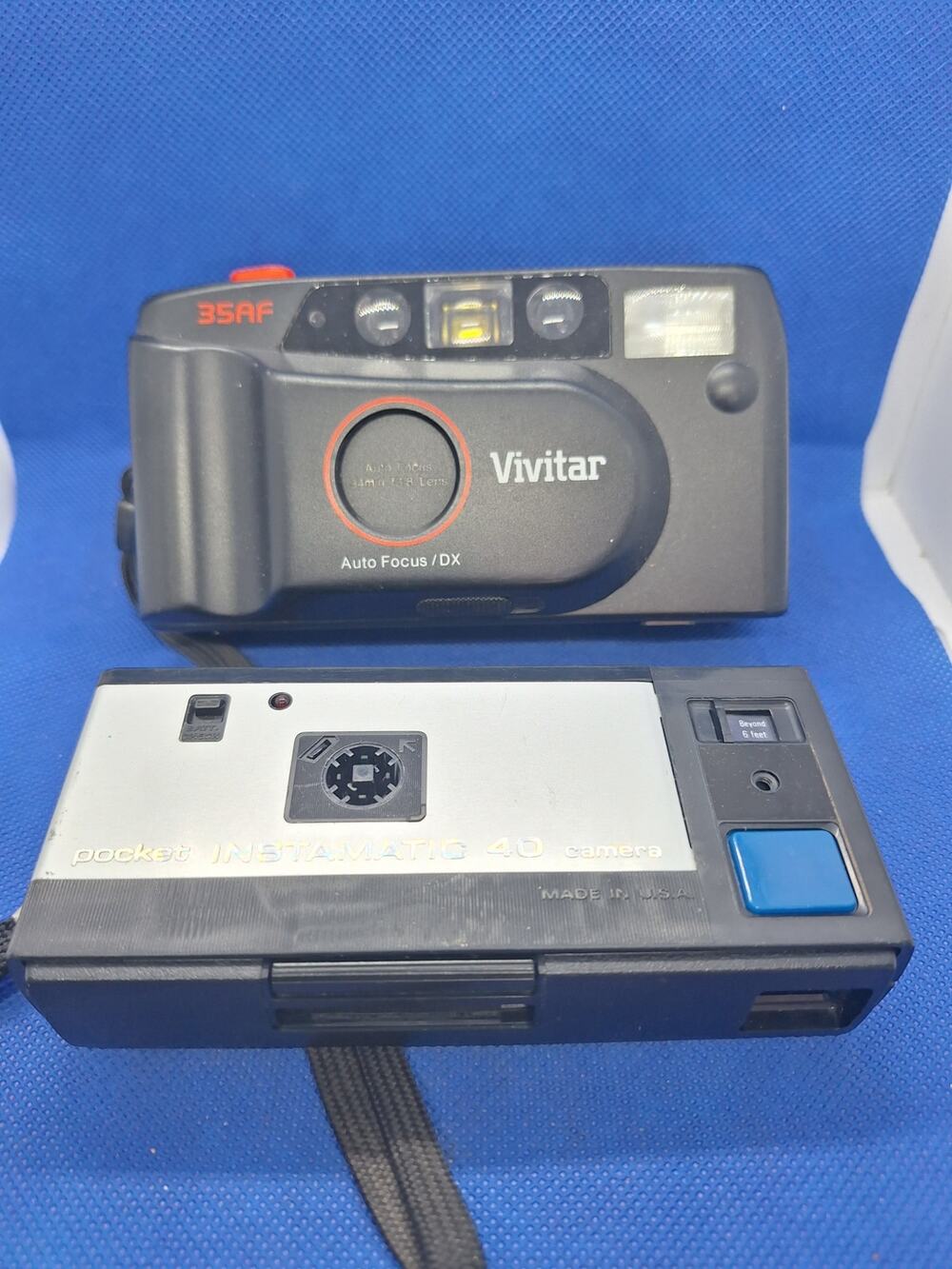 Vivitar 35AF Auto focus Vintage 35 mm Film Camera & Kodak Instamatic 40- Working